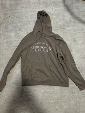 Abercrombie & Fitch Taupe Hoodie with White Logo